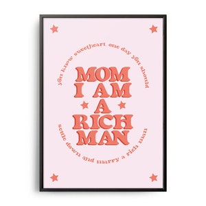 Retro Poster &quot;Mom, I Am a Rich Man, Retro Print, Inspirational Self Care List, Positive Affirmation, Self Love Poster, Feminismus Wandkunst