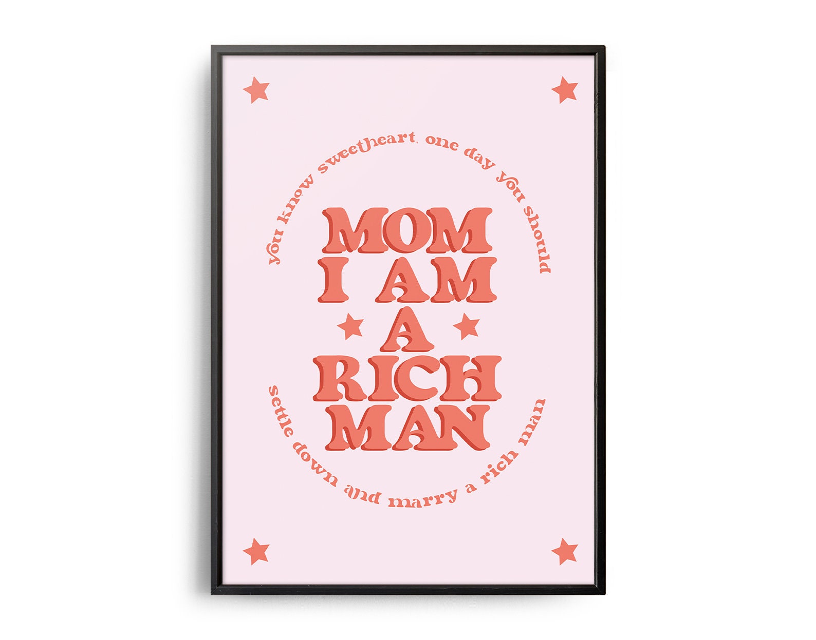 Retro "Mom, I Am a Rich Man Poster, Retro Print, Inspirational Self Care List, Positive Affirmation, Self Love Poster, Feminism Wall Art
