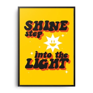 Retro Shine Step Into The Light Poster, Retro Print, Inspirational Self Care List, Positive Affirmation, Selbstliebe Poster, Self Esteem Decor