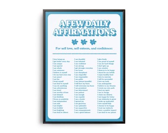 Retro Daily Affirmations Art Print, Self-Love, Inspirational Poster
