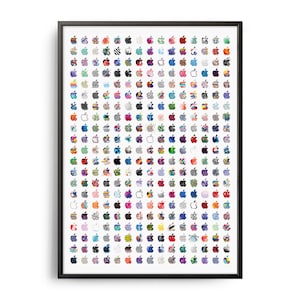 Apple Event Logos Print, Apple Brand Logos, Bunte Apple Logos, Apple Logos Set, Steve Jobs, 3D Apple Logos, Apple Logo Shapes Poster