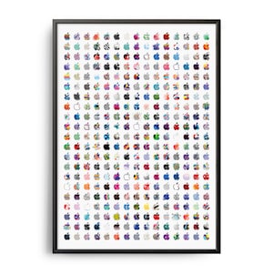 Apple Event Logos Print, Apple Brand Logos, Colorful Apple Logos, Set of Apple Logos, Steve Jobs, 3D Apple Logos, Apple Logo Shapes Poster