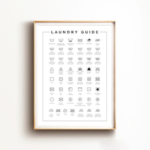 Laundry Guide Print, Laundry Guide Wall Art, Bathroom Wall Hanging, Laundry Room Print, Washing Instructions Guide, Laundry Symbols Poster