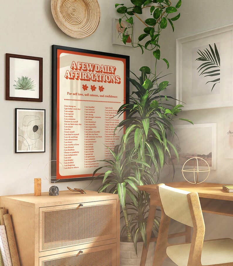 Retro Affirmations Poster, Inspirational Wall Art - Etsy