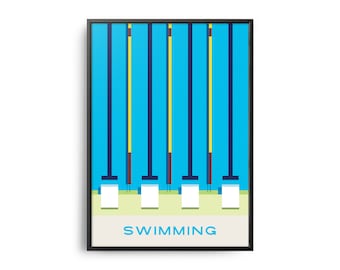 Midcentury Swimming Pool Art Print, Retro Sport Poster