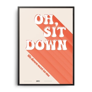 Oh, sitzen James Musik Retro Poster, Typografie Musiktexte, Retro Musik Kunst, Musik Wanddekor, Retro Musik Wohnkultur, Album Art