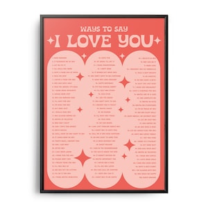 Retro Ways to Say I Love You Poster, Retro Print, Inspirational Saying, Positive Affirmations, Self Care, Typography Art, Love Yourself Art