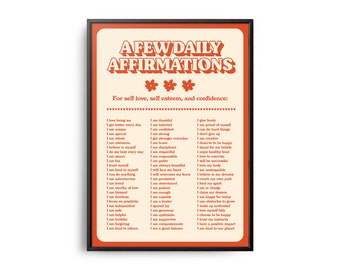 Retro Affirmations Poster, Inspirational Wall Art