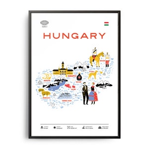 Media secolo Ungheria Punti di riferimento Stampa, Ungheria Punti di riferimento, Attrazioni turistiche, Poster di viaggio, Paese Infografica, Ungheria Poster, Ungheria Arte