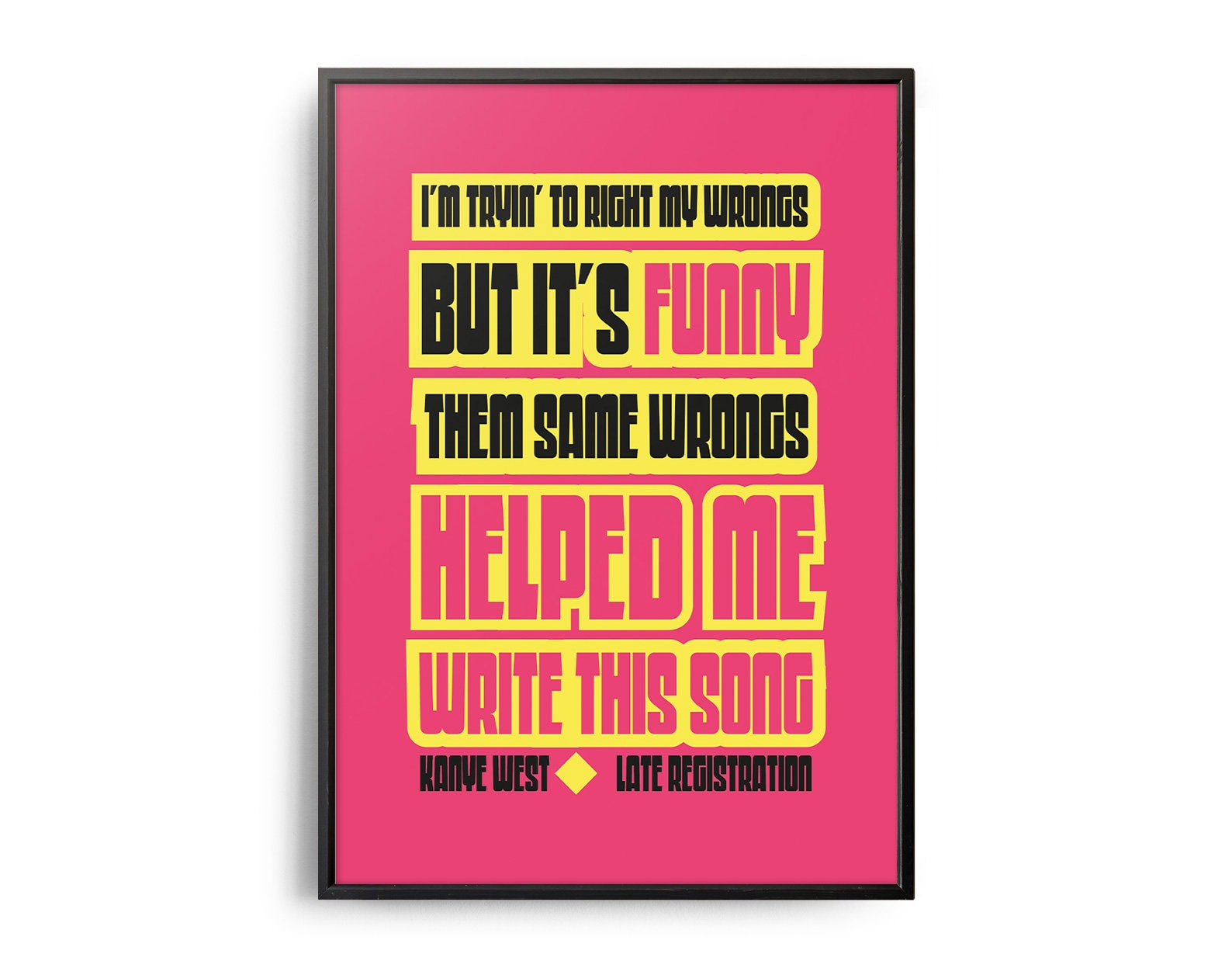 Kanye West Black & Whitea4 or A5 Personalised Favourite Lyric Print -   UK