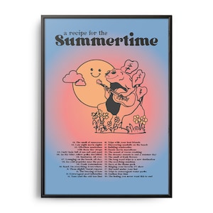 A Recipe For Summertime Poster, Positive Affirmations Retro Print, Inspirational Saying, Positive Affirmation, Self Care, Be Good Poster