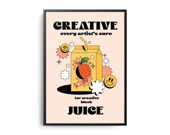 Retro Creative Juice Poster, Groovy Affirmation Wall Art