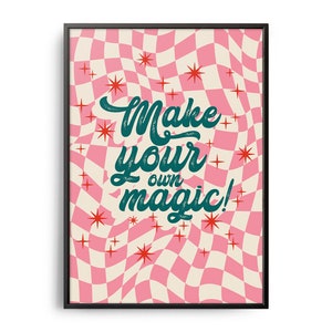 Retro Affirmation Poster, machen Sie Ihren eigenen magischen Retro-Druck, inspirierender Spruch, positive Affirmation, Self Care, Typografie Musiktexte