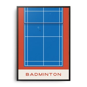Midcentury Badminton Print, Midcentury Sport Print, Badminton Wall Art, Modern Art, Retro Badminton Poster, Flat Color Badminton, Badminton