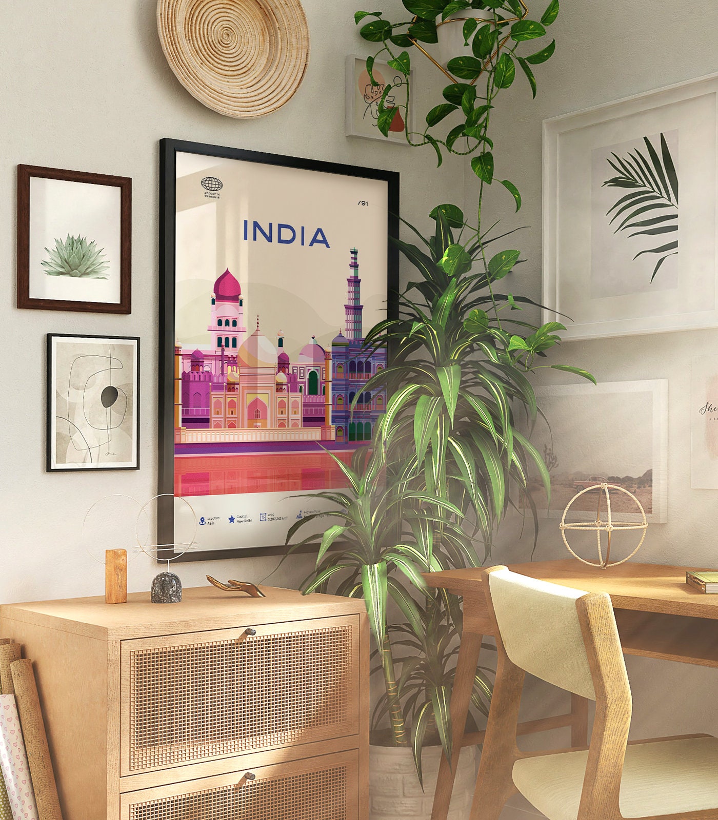 Midcentury India Travel Poster, India Landmarks Art Print - Etsy