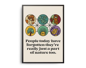 Retro Nature Affirmation Print, Self-Love Wall Art