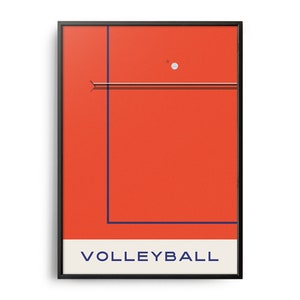Midcentury Volleyball Print, Midcentury Sport Print, Volleyball Wall Art, Modern Art, Retro Volleyball Poster, Flat Color Volleyball Poster
