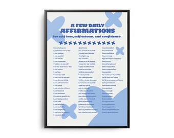 Retro Daily Affirmations Print, Self-Love Wall Art