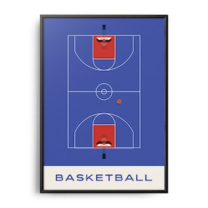 Midcentury Basketball Print, Midcentury Sport Print, Basketball Wall Art, Modern Art, Retro Basketball Poster, Flat Color Basketball Art