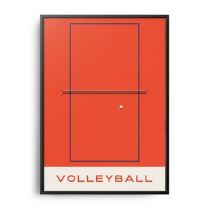 Midcentury Volleyball Print, Midcentury Sport Print, Volleyball Wall Art, Modern Art, Retro Volleyball Poster, Flat Color Volleyball Poster