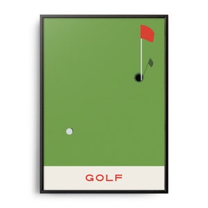 Midcentury Golf Print, Midcentury Sport Print, Golf Wall Art, Modern Art, Retro Golf Poster, Flat Color Golf, Golf Field Art, Golf Wall Art