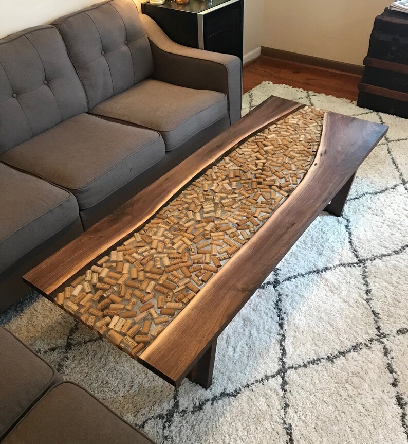 Walnut Wine Cork Coffee Table Living Room Table Wood Coffee Etsy