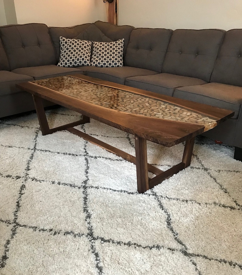 Walnut Wine Cork Coffee Table Living Room Table Wood Coffee Etsy