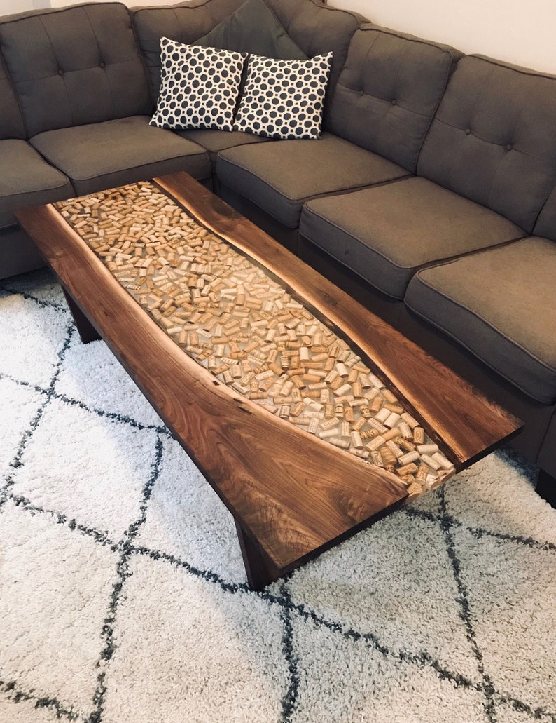 Walnut Wine Cork Coffee Table Living Room Table Wood Coffee Etsy