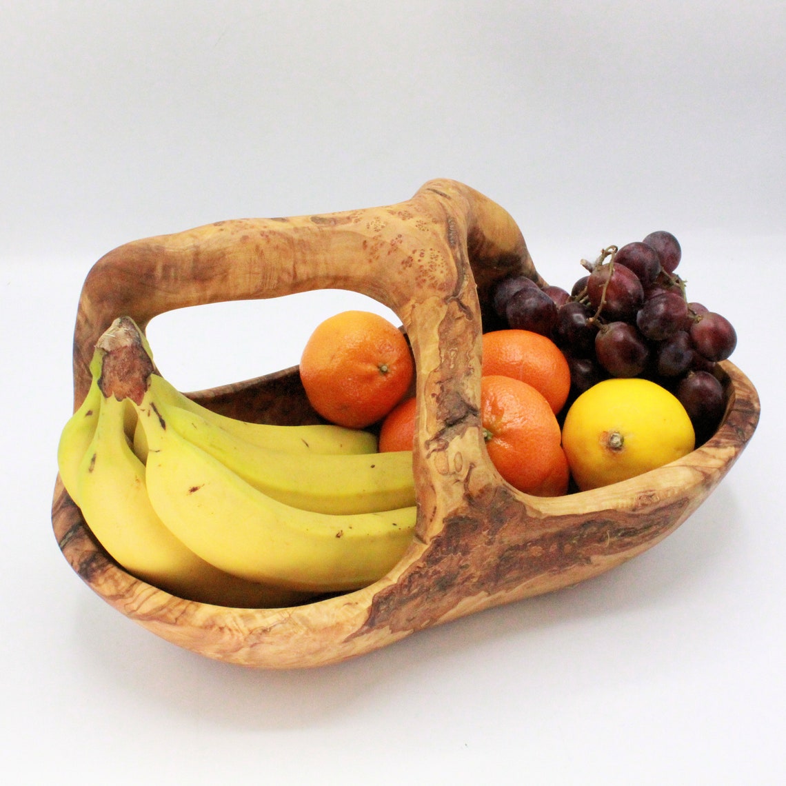 Olive wood fruit basket with handle Etsy