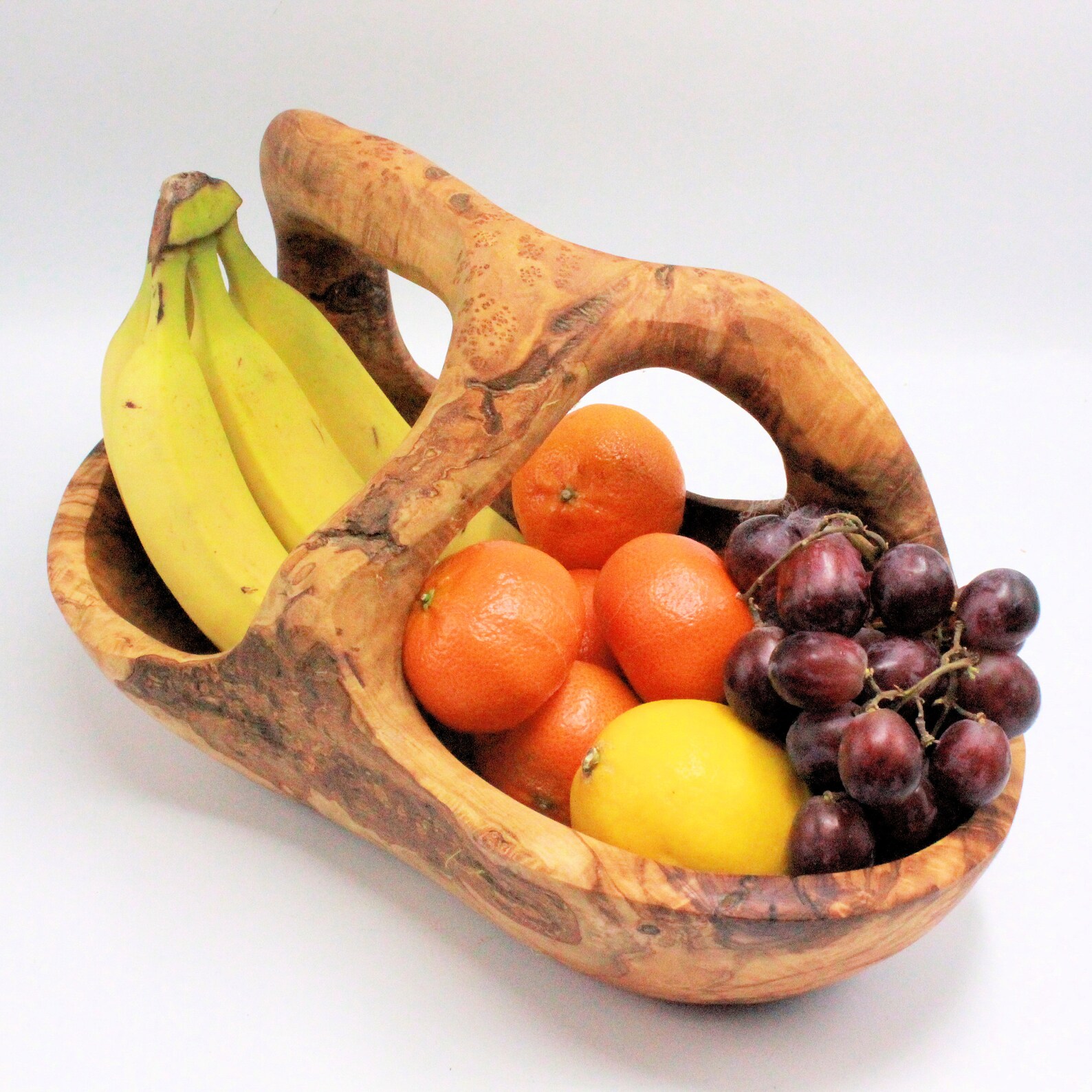 Olive wood fruit basket with handle Etsy