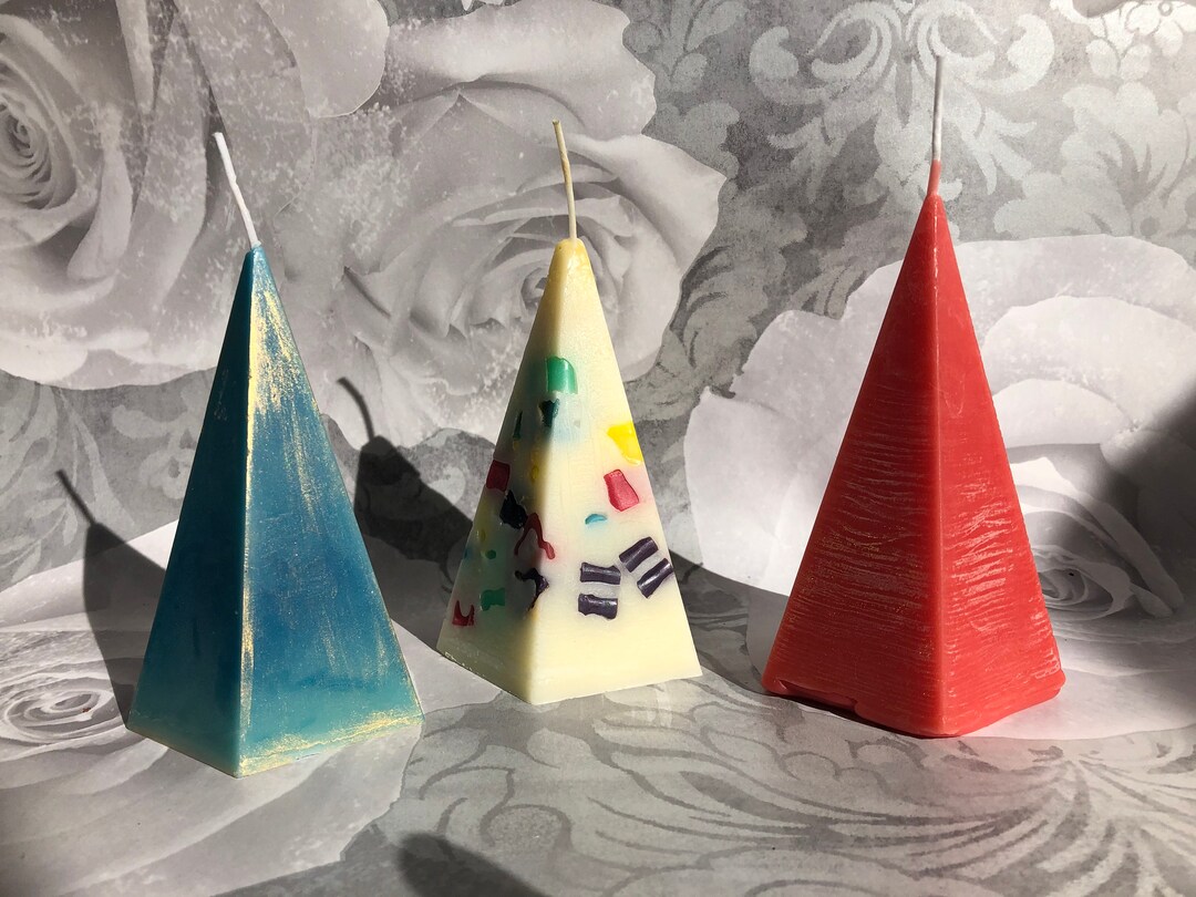 Triangular Candles Fragranced Pyramid Candle – Handcrafted Triangular Shape, Colorful and ...