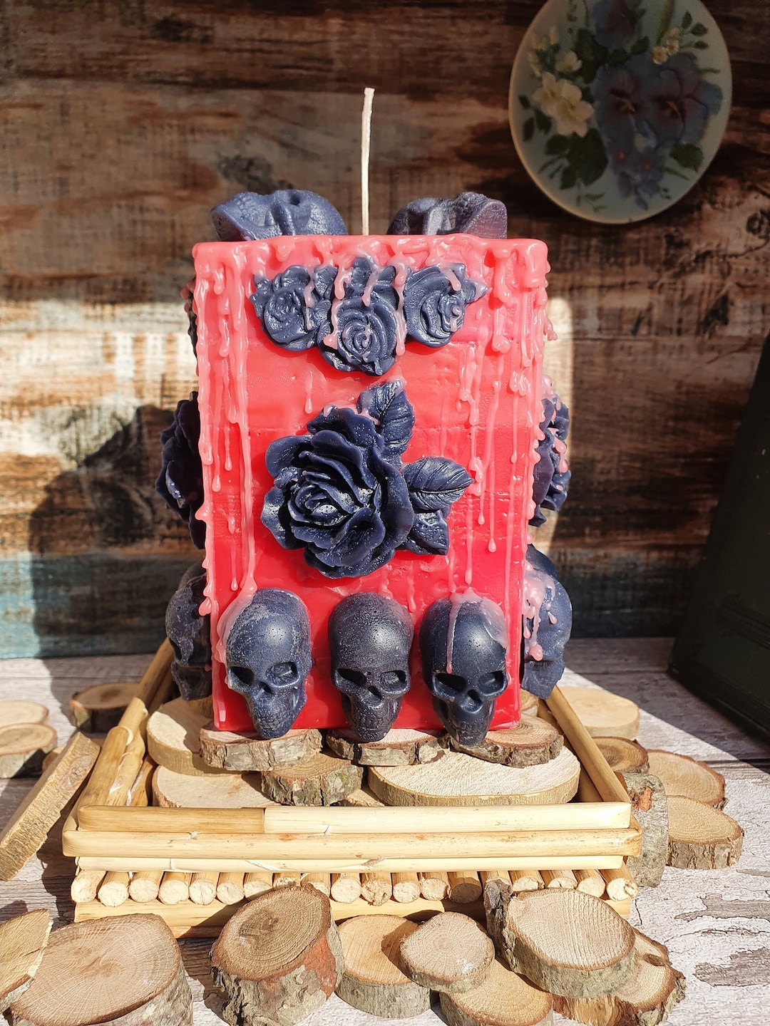 Skull Candle Bleeding Skull Candle Large Skull Candle Red Etsy