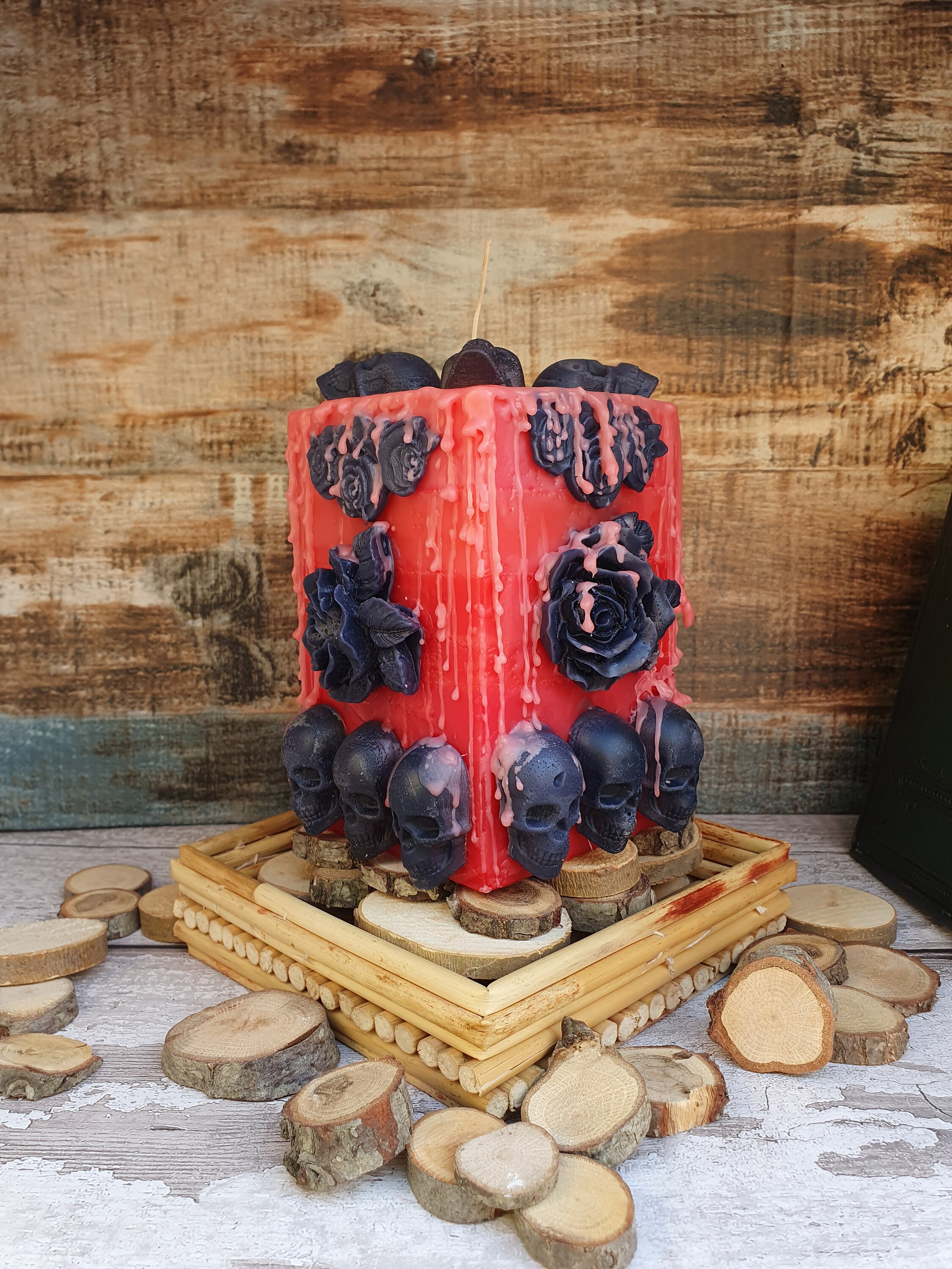 Skull Candle Bleeding Skull Candle Large Skull Candle Red Etsy