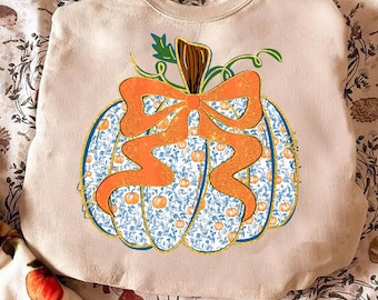 Grandmillennial Pumpkin PNG, Grandmillennial Coquette PNG, Fall PNG, Pumpkin Png, Fall Bow Png, Grand Png, Trendy Png, Preppy Png, Halloween