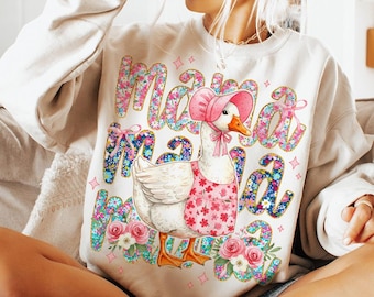 Pink Floral Mama Goose Png, Mama Goose Png, Girly Png, Goose Png, Mother's Day Png, Floral Mama Png, Duck Png, Goose Lover Sublimation