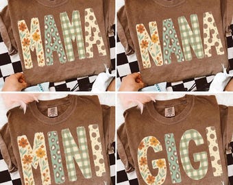 Fall Mama Mini Nana Gigi PNG Bundle Retro Varsity Floral Pumpkin Boho Thanksgiving Trendy Girly Autumn Sublimation Design