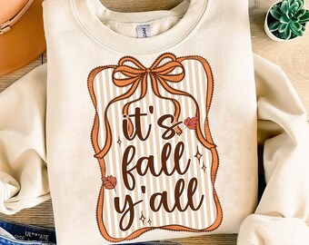 Het is herfst Y'all Coquette Fall png preppy retro groovy seersucker png Girly grillig frame trendy sublimatie, herfstvibes png