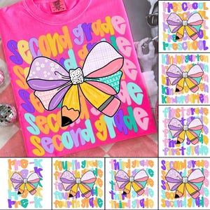 Back to school png bundle, Preppy Back To School Bundle png, First Day Of School Shirt, Coquette Teacher Png, Girl Shirt Sublimation Designs