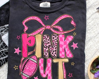 Preppy Leopard Football Pink Out Png, Coquette Breast Cancer Awareness png, Ribbon Football Mom Png, Girly Game Day Png, Tackle Cancer Png