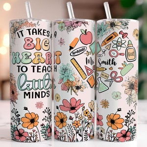 Aangepaste naam leraar Floral Tumbler Wrap, 20oz Skinny Tumbler, Leraar 20oz Skinny Tumbler Wrap, Sublimatie Design, Digitale Download PNG