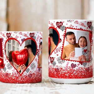 Envoltório de caneca com foto personalizada, caneca com foto de dia dos namorados de 11 onças e 15 onças, envoltório de caneca, sublimação de caneca, caneca de dia dos namorados, caneca com foto de casal, presente de caneca, download digital