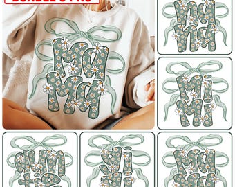5 PNG Floral Mama/Auntie/Nana/Png Bundle, Babcia Mama Mimi Gigi Nana Mom Png, Niestandardowa nazwa Png, Dzień Matki Png, Preppy Mama Png Prezenty dla mamy