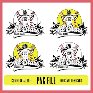 Custom All Stars Boy/ Girl Kids Baseball SVG PNG, Softball 2024, All Stars svg, Baseball svg, Baseball team Vector, Cricut Cut File Clipart