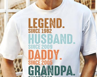 Vintage Legend Husband Daddy Grandpa Since Svg Png, Father's Day Svg Png, Vintage Dad Grandpa Sublimation, Dad Custom Dates Svg Png,Davidpro