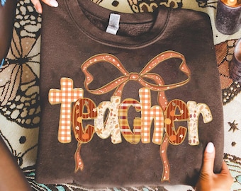 Teacher Fall Coquette Png, Preppy Teacher Autumn Png, Teach Love Inspire Png, Fall Teacher Lace, Back To School, Teacher Appreciation Gift