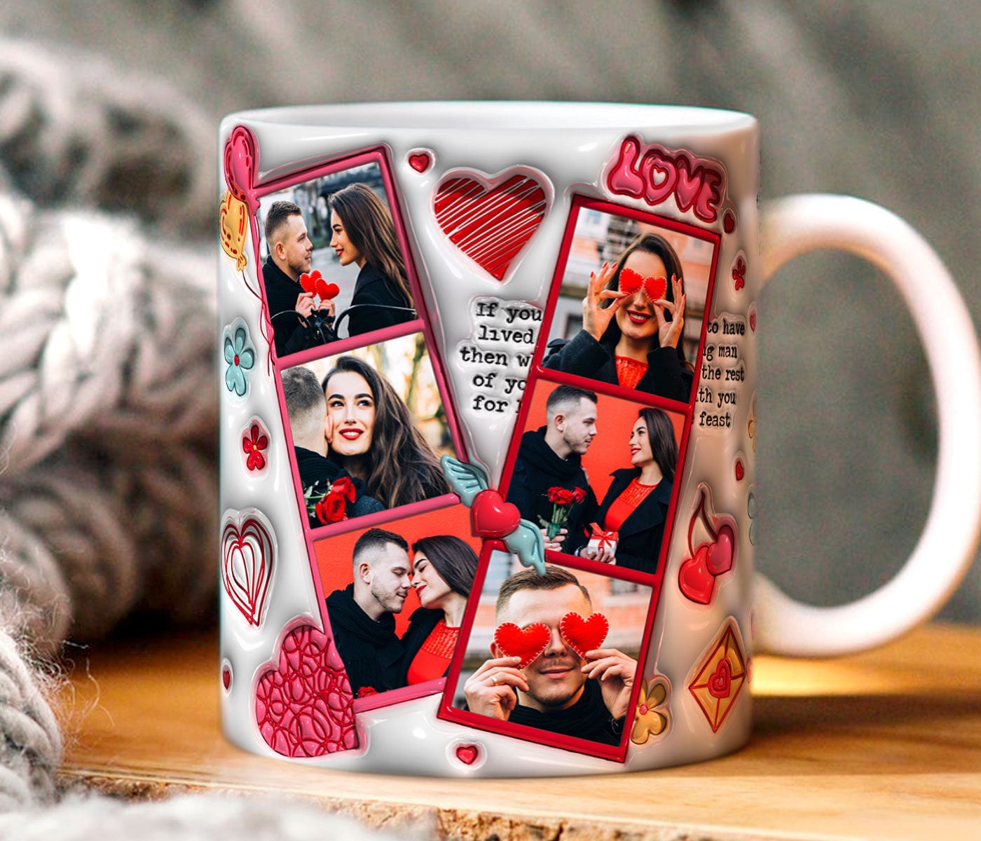 Discover 3D Mug Custom Photo, 3D Inflated Valentine Mug, Couple Photo 3D Mug, 11oz 15oz Mug, Valentine Mug