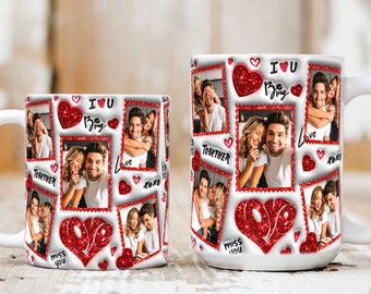 3D Inflated Valentine Mug Wrap, Custom Photo Mug Wrap, 11oz 15oz Mug, Valentine Mug, Mug Sublimation, Custom Photo Mug, Digital Downloa