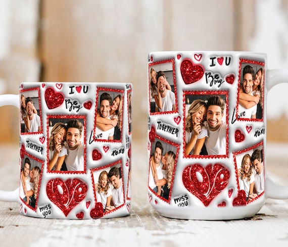 3D Inflated Valentine Mug Wrap, Custom Photo Mug Wrap, 11oz 15oz Mug, Valentine Mug, Mug Sublimation, Custom Photo Mug, Digital Downloa