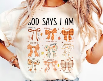 God says I am coquette png, coquette fall vibes png, Jesus fall png, thanksfull png, retro fall png, Christian autumn Png,Fall Christian png