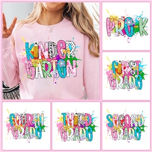 Preppy Back To School Watercolor Splash Bundle, Kindergarten, First Day Of School, Coquette Pencil, Pre-k 1st/2nd/3rd Grade, Back To School